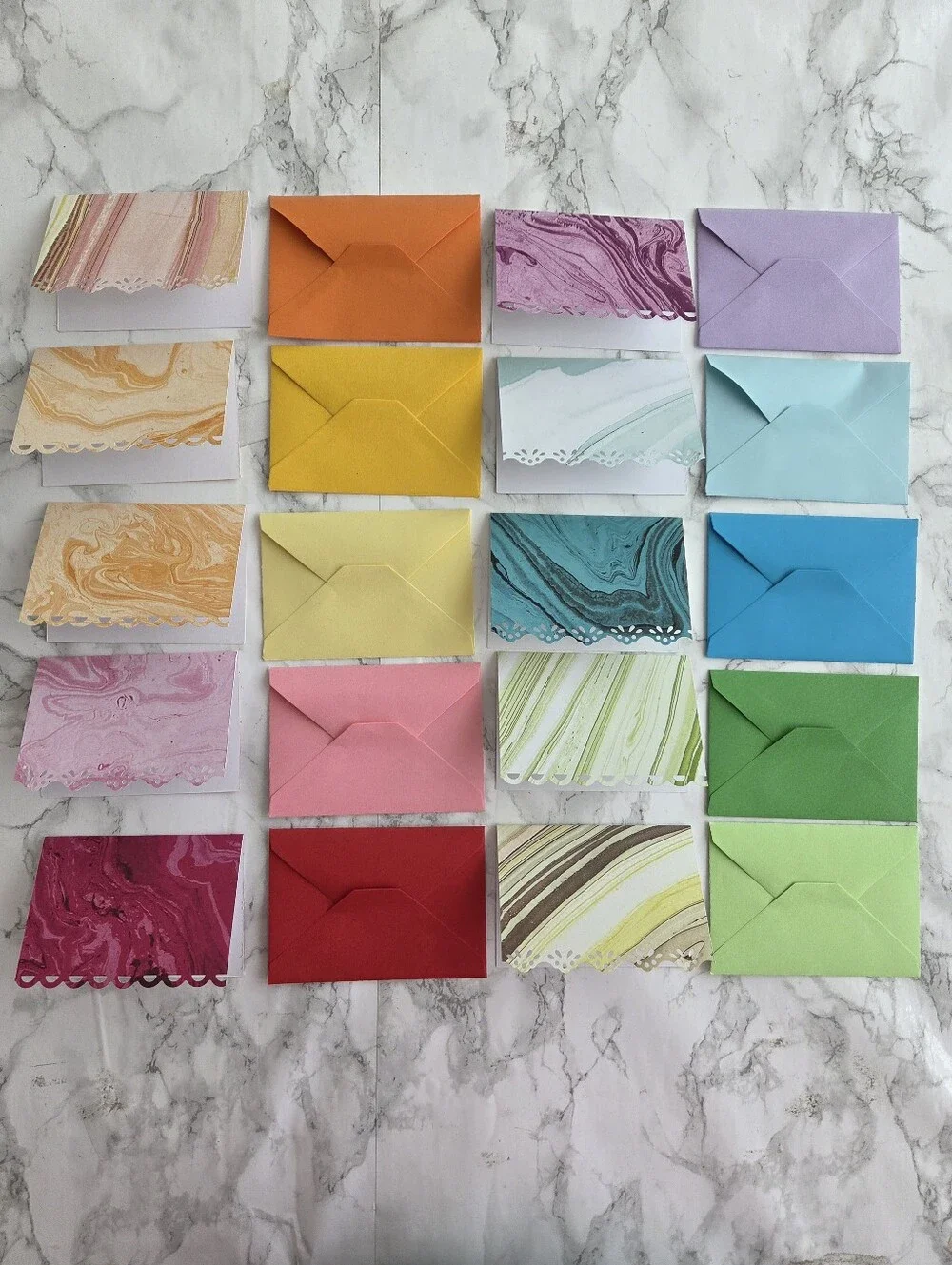 Cards, Envelopes with Matching Thank You Heart Stickers | 68 pc